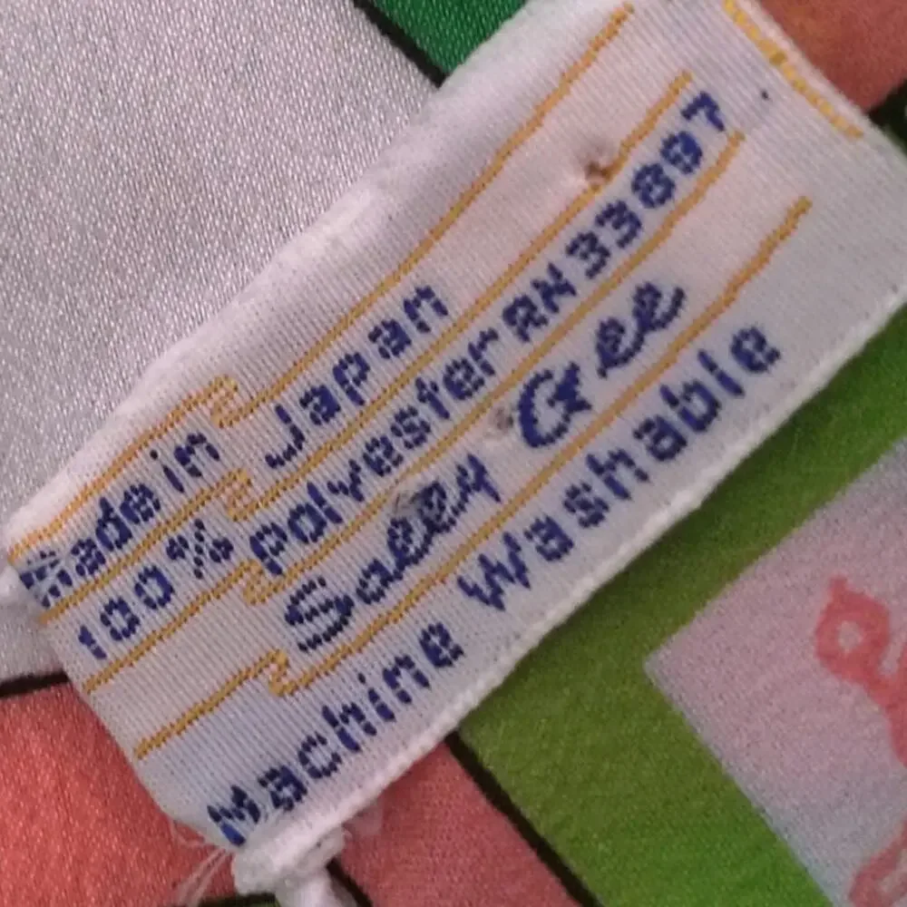 Vintage Giorgio di Sant’Angelo Scarf 15 x 44 Green Pink Geometric Made in Japan